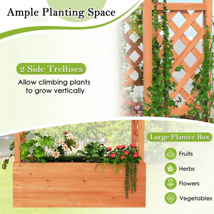 Patent Pending Wooden Raised Garden Bed with Trellis and Hanging Roof-Orange - Orange - Raised Garden Beds
