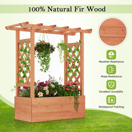 Patent Pending Wooden Raised Garden Bed with Trellis and Hanging Roof-Orange - Orange - Raised Garden Beds