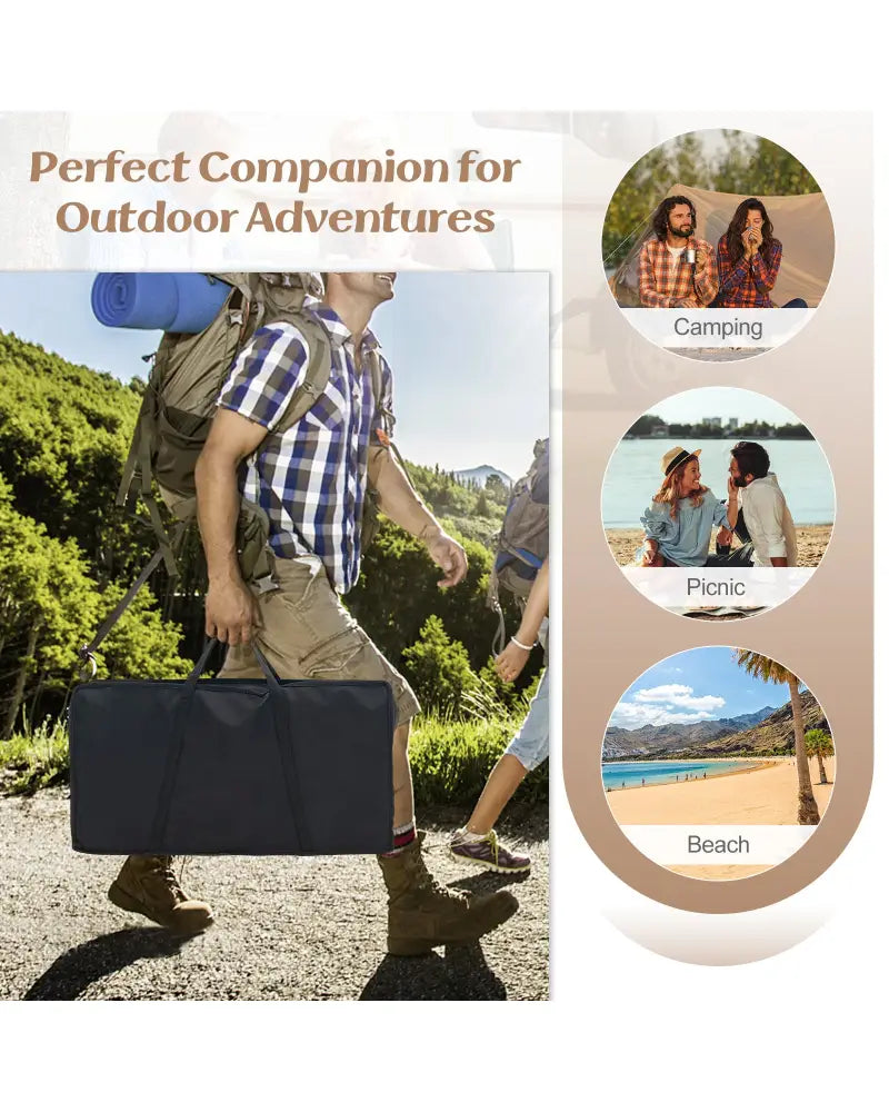 Patented 2 Pack Folding Camping Table with Wood-grain Tabletop for Hiking Party-Natural - Natural - Camping Furniture