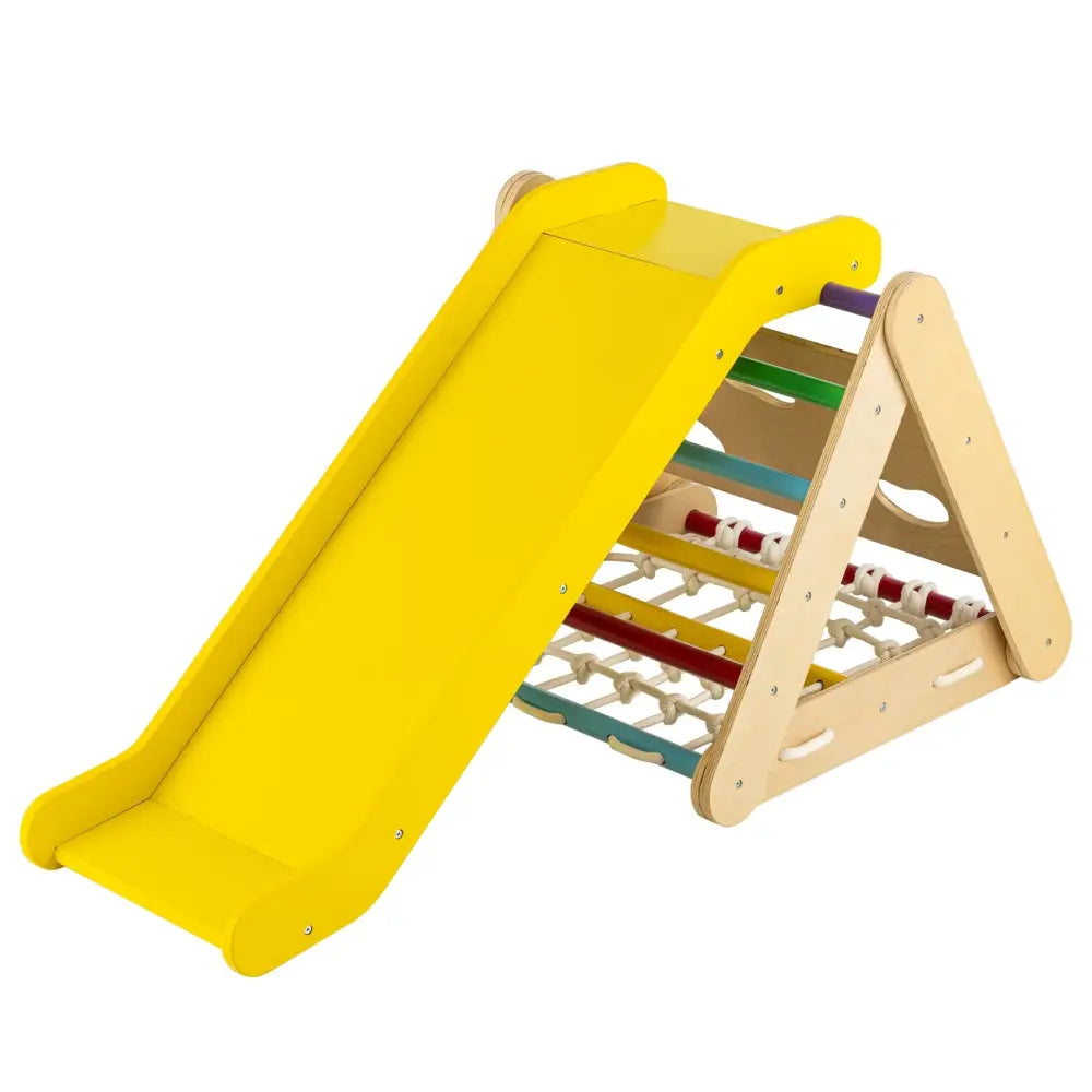 Patented 4 in 1 Triangle Climber Toy with Sliding Board and Climbing Net-Multicolor - Multicolor - Climbers & Slides