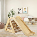 Patented 4 in 1 Triangle Climber Toy with Sliding Board and Climbing Net-Natural - Natural - Climbers & Slides