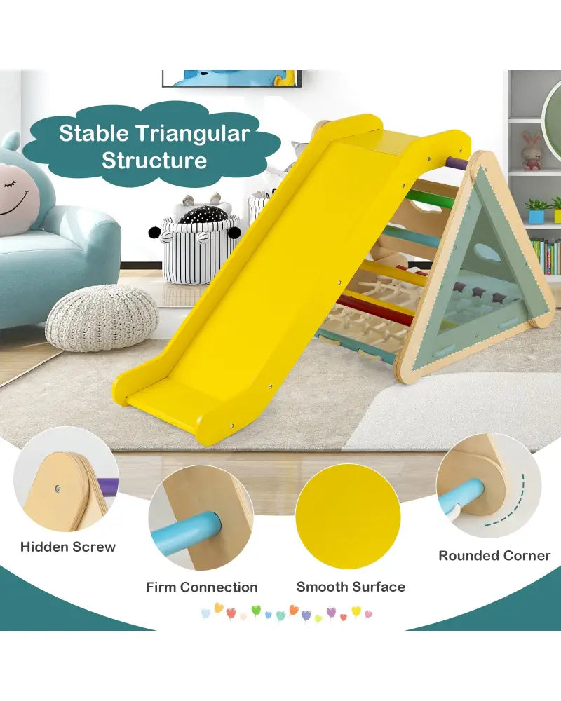 Patented 4 in 1 Triangle Climber Toy with Sliding Board and Climbing Net-Multicolor - Multicolor - Climbers & Slides