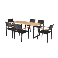 Patented 7 Pieces Outdoor Dining Set with Large Acacia Wood Table Top - Oasis Home Essentials
