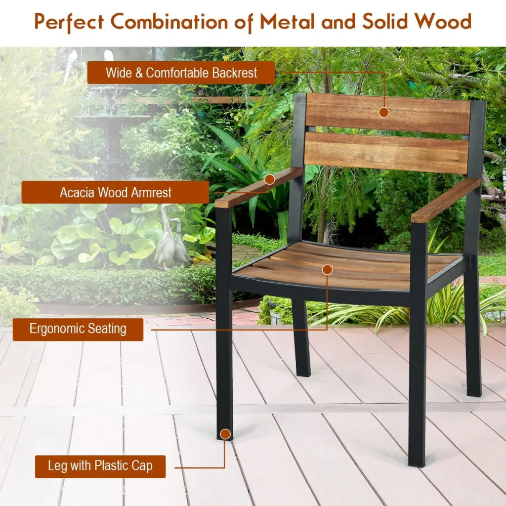 Patented 7 Pieces Patented Outdoor Patio Dining Table Set with Hole - Natural - Patio Dining Sets