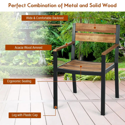 Patented 7 Pieces Patented Outdoor Patio Dining Table Set with Hole - Natural - Patio Dining Sets
