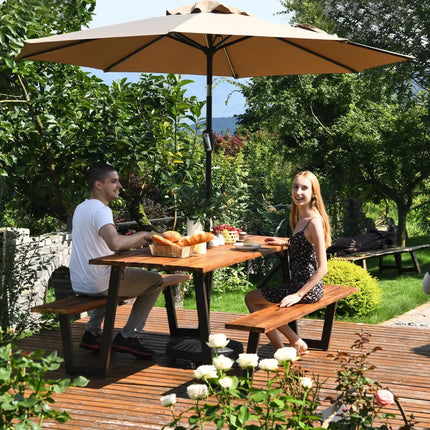 Patented 70 Inch Dining Table Set with Seats and Umbrella Hole - Picnic Tables