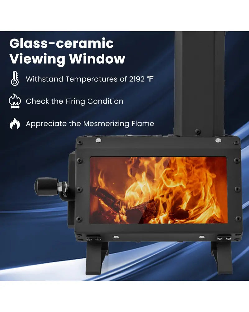 Patented Portable Wood Camping Burning Stove Heater with 2 Cooking Positions - Black - Fire Pits