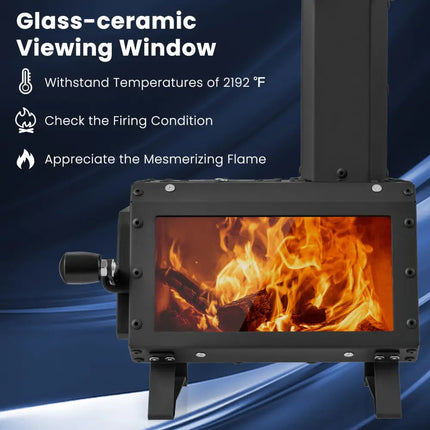 Patented Portable Wood Camping Burning Stove Heater with 2 Cooking Positions - Black - Fire Pits