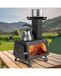 Patented Portable Wood Camping Burning Stove Heater with 2 Cooking Positions - Black - Fire Pits