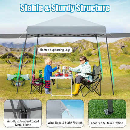 Patio 10x10FT Instant Pop-up Canopy Folding Tent with Sidewalls and Awnings Outdoor-Gray - Gray - Canopies