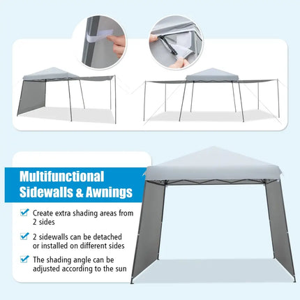 Patio 10x10FT Instant Pop-up Canopy Folding Tent with Sidewalls and Awnings Outdoor-Gray - Gray - Canopies