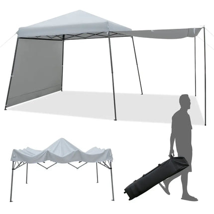 Patio 10x10FT Instant Pop-up Canopy Folding Tent with Sidewalls and Awnings Outdoor-Gray - Gray - Canopies