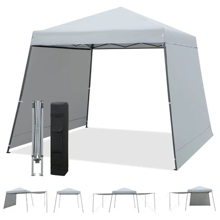 Patio 10x10FT Instant Pop-up Canopy Folding Tent with Sidewalls and Awnings Outdoor-Gray - Gray - Canopies