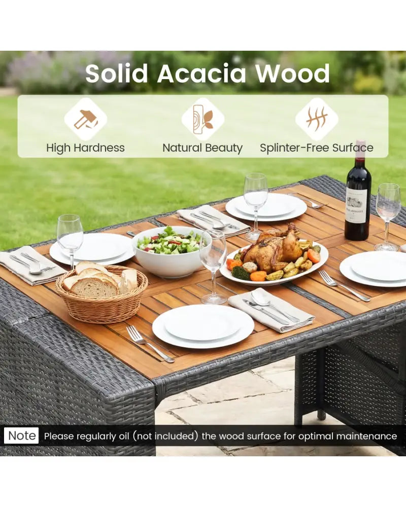 Patio Acacia Wood Dining Set for Home-Grey - Gray - Patio Dining Sets