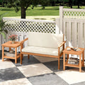 Patio Acacia Wood Side Table Set of 2 with Slatted Tabletop and Storage Shelf - End & Side Tables