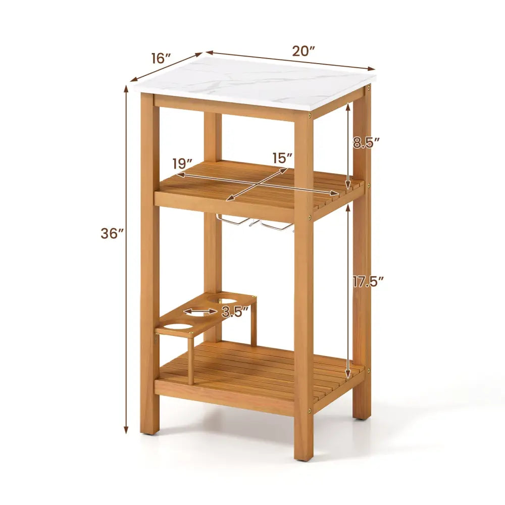 Patio Acacia Wood Storage Cabinet Patio Buffet Cabinet Bar Table - Outdoor & Patio Furniture