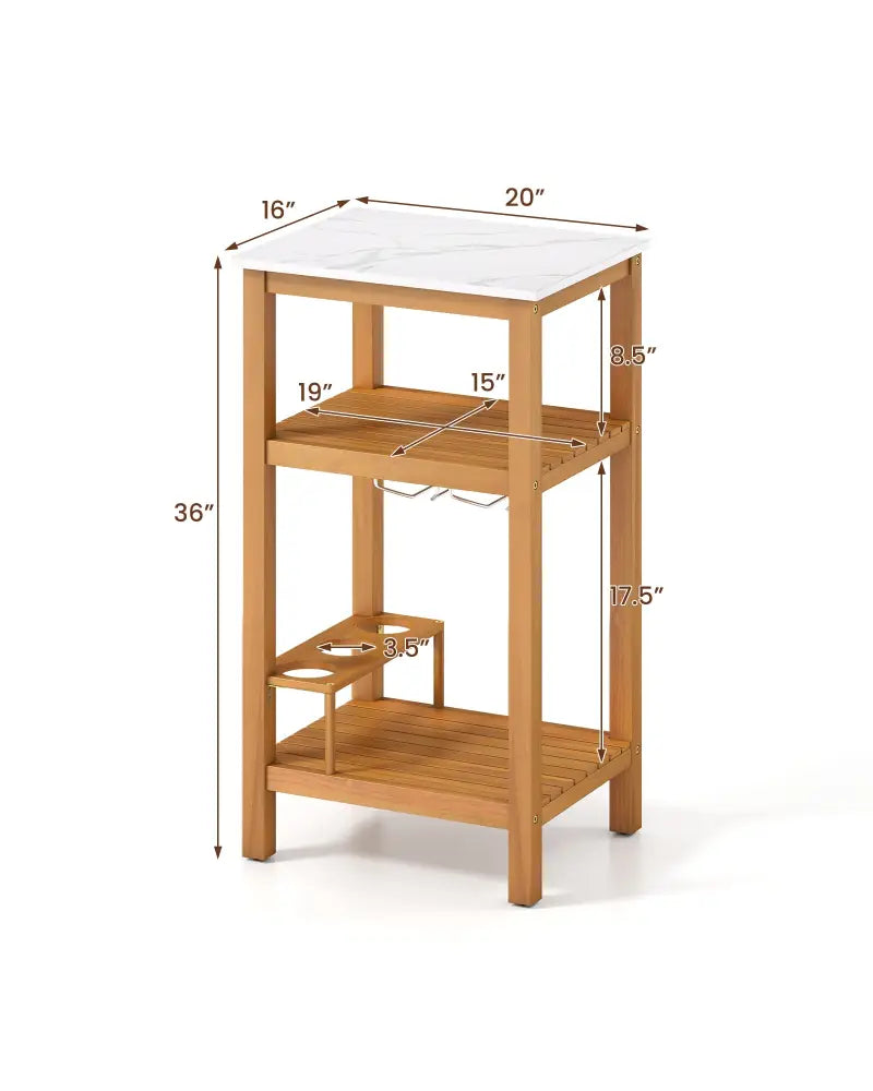 Patio Acacia Wood Storage Cabinet Patio Buffet Cabinet Bar Table - Outdoor & Patio Furniture
