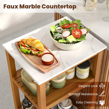 Patio Acacia Wood Storage Cabinet Patio Buffet Cabinet Bar Table - Outdoor & Patio Furniture