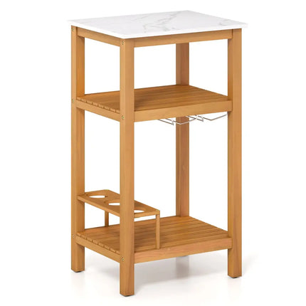 Patio Acacia Wood Storage Cabinet Patio Buffet Cabinet Bar Table - Outdoor & Patio Furniture
