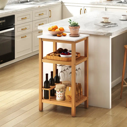 Patio Acacia Wood Storage Cabinet Patio Buffet Cabinet Bar Table - Outdoor & Patio Furniture