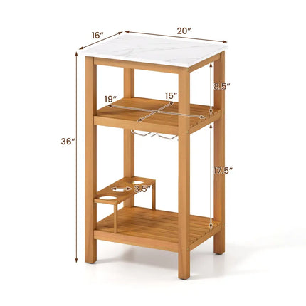 Patio Acacia Wood Storage Cabinet Patio Buffet Cabinet Bar Table - Outdoor & Patio Furniture