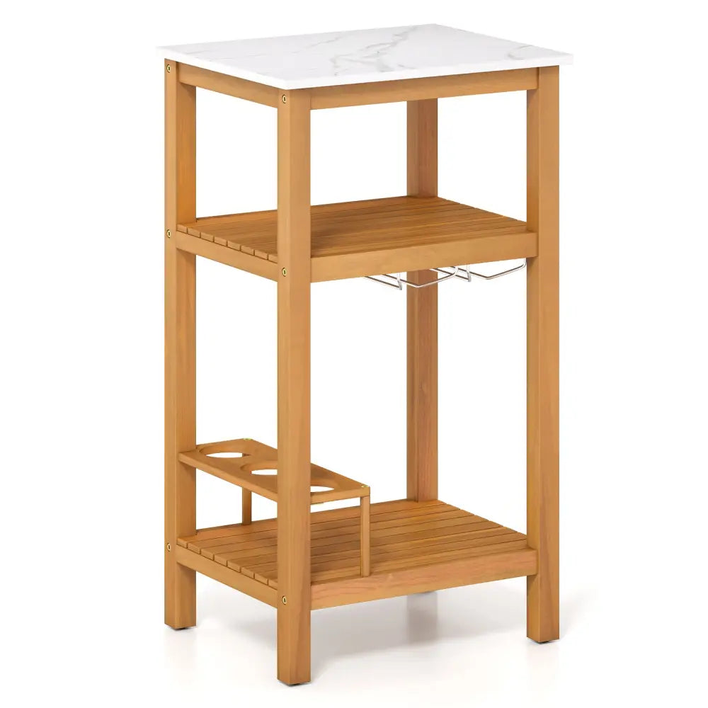 Patio Acacia Wood Storage Cabinet Patio Buffet Cabinet Bar Table - Outdoor & Patio Furniture