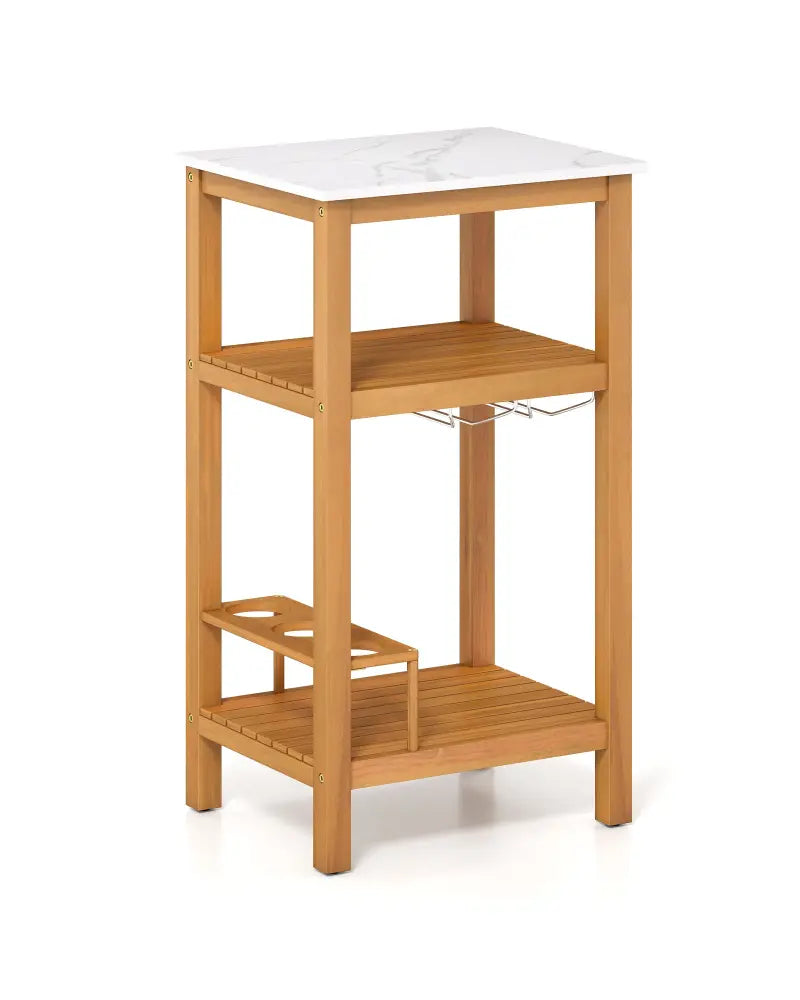Patio Acacia Wood Storage Cabinet Patio Buffet Cabinet Bar Table - Outdoor & Patio Furniture
