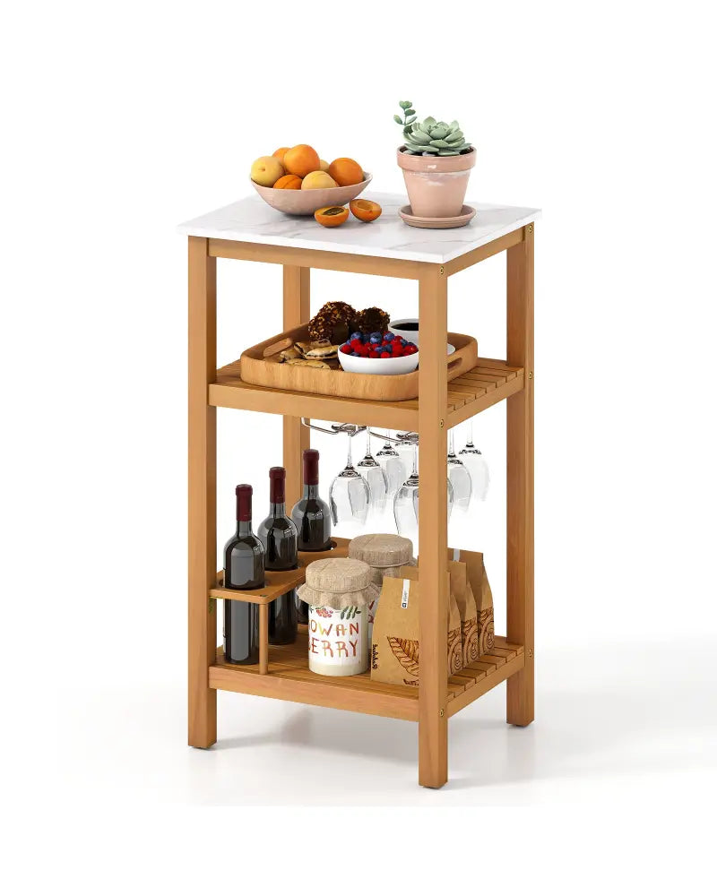 Patio Acacia Wood Storage Cabinet Patio Buffet Cabinet Bar Table - Outdoor & Patio Furniture