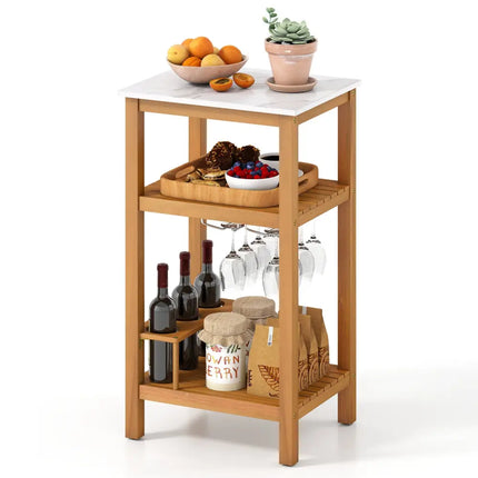 Patio Acacia Wood Storage Cabinet Patio Buffet Cabinet Bar Table - Outdoor & Patio Furniture