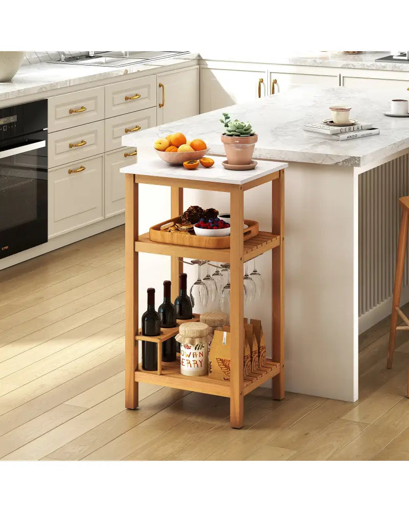 Patio Acacia Wood Storage Cabinet Patio Buffet Cabinet Bar Table - Outdoor & Patio Furniture