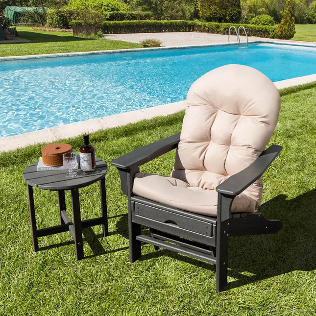 Patio Adirondack Chair Cushion with Fixing Straps and Seat Pad-Beige - Beige - Adirondack Chairs