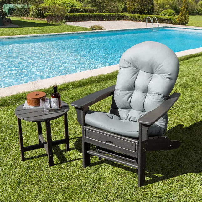 Patio Adirondack Chair Cushion with Fixing Straps and Seat Pad-Gray - Gray - Adirondack Chairs