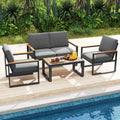 Patio Aluminum Sofa Modern Armchairs Set of 2 for Balcony-Grey - Gray - Patio Dining Chairs