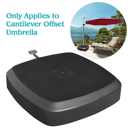Patio Cantilever Offset Umbrella Base with Wheels for Garden Poolside Deck - Black - Outdoor Umbrella Bases