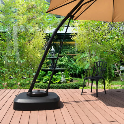 Patio Cantilever Offset Umbrella Base with Wheels for Garden Poolside Deck - Black - Outdoor Umbrella Bases