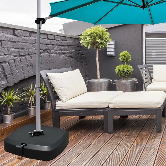 Patio Cantilever Offset Umbrella Base with Wheels for Garden Poolside Deck - Black - Outdoor Umbrella Bases