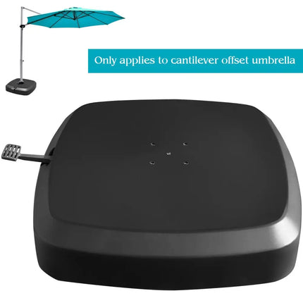 Patio Cantilever Offset Umbrella Base with Wheels for Garden Poolside Deck - Black - Outdoor Umbrella Bases