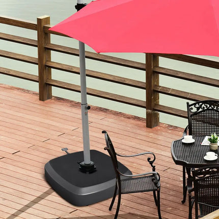 Patio Cantilever Offset Umbrella Base with Wheels for Garden Poolside Deck - Black - Outdoor Umbrella Bases