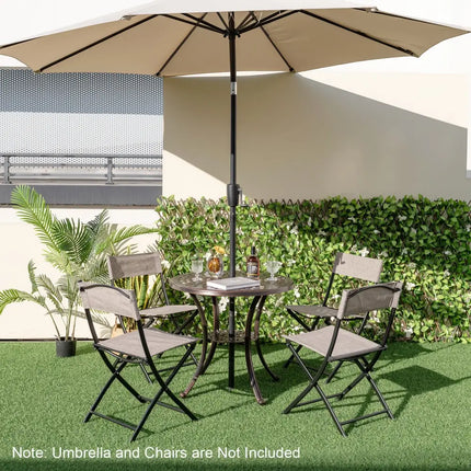 Patio Cast Aluminum Table 31 Inch Diameter Round Table with Umbrella Hole-Copper - Copper - Patio Dining Tables