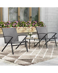 Patio Chairs Set of 2 Lawn Chairs with Heavy Duty Metal Frame-Grey - Gray - Beach & Lawn Chairs