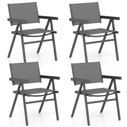 Patio Chairs Set of 2 Outdoor Dining Chair with Breathable Fabric Seat-Set of 4 - Gray - Beach & Lawn Chairs