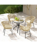 Patio Chairs Set of 4 with Curved Backrest and Seat Cushion for Patio-Yellow - Yellow - Patio Dining Chairs