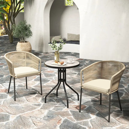 Patio Chairs Set of 4 with Curved Backrest and Seat Cushion for Patio-Yellow - Yellow - Patio Dining Chairs
