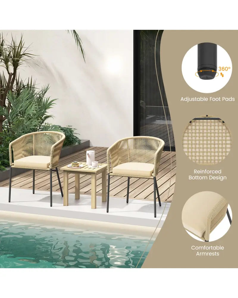 Patio Chairs Set of 4 with Curved Backrest and Seat Cushion for Patio-Yellow - Yellow - Patio Dining Chairs