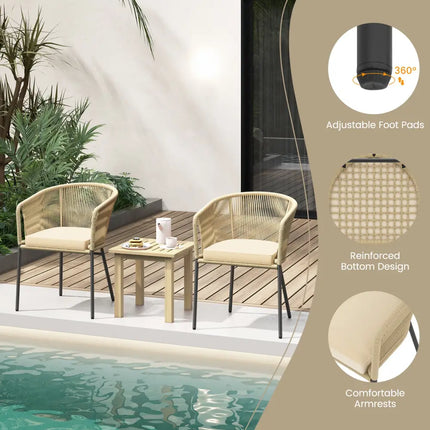 Patio Chairs Set of 4 with Curved Backrest and Seat Cushion for Patio-Yellow - Yellow - Patio Dining Chairs