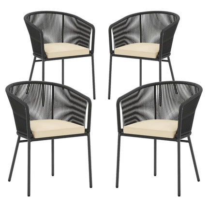 Patio Chairs Set of 4 with Seat Cushion and Curved Backrest for Patio-Black - Black - Patio Dining Chairs