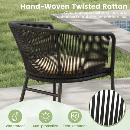 Patio Chairs Set of 4 with Seat Cushion and Curved Backrest for Patio-Black - Black - Patio Dining Chairs