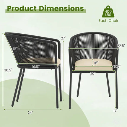 Patio Chairs Set of 4 with Seat Cushion and Curved Backrest for Patio-Black - Black - Patio Dining Chairs