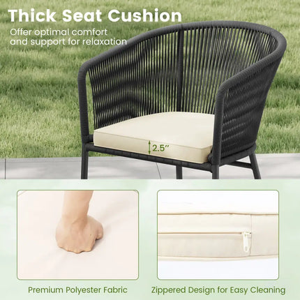 Patio Chairs Set of 4 with Seat Cushion and Curved Backrest for Patio-Black - Black - Patio Dining Chairs