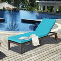 Patio Chaise Lounge Chair Outdoor Rattan Lounger Recliner Chair-Turquoise - Turquoise - Outdoor Chaise Lounges